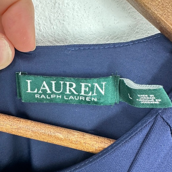 Lauren Ralph Lauren Navy Blue Sleeveless Fit & Flare Midi Dress Career Cocktail‎ - Picture 7 of 8